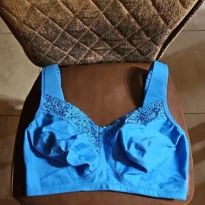 Miss Mary Of Sweden Broderie Anglaise Full Cup T-Shirt Unlined Wirefree Blue Bra